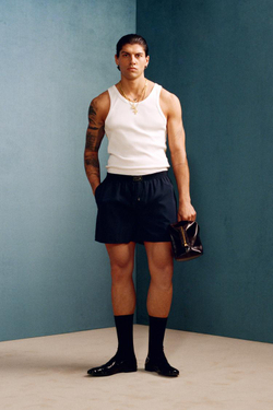 ZARA X WILLY CHAVARRIA БОКСЕРЫ ИЗ ПОПЛИНА, ТЕМНО-СИНИЙ