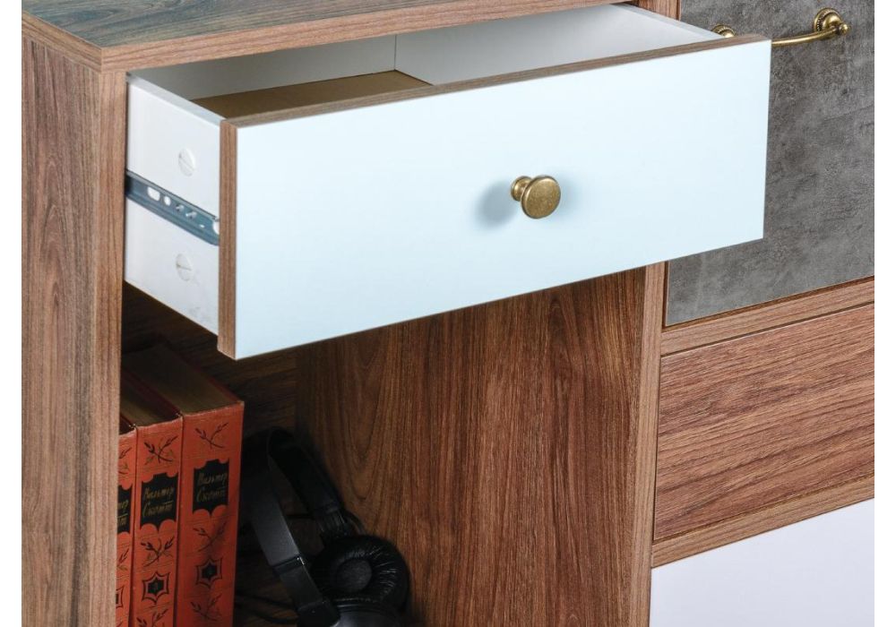 Комод Вайс 10.104 морское дерево винтаж К 015PW / камень темный / бензин 0244 SU / белый премиум