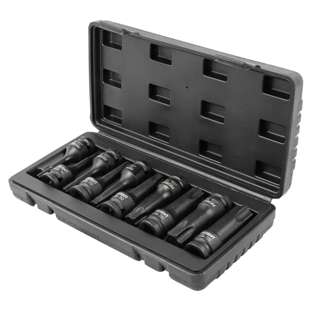 Набор головок-бит TORX ударных 10пр.,1/2''(T30, T40, T45, T50, T55, T60, T70, T80, T90, T100), в кейсе FORCEKRAFT FK-41013MPB