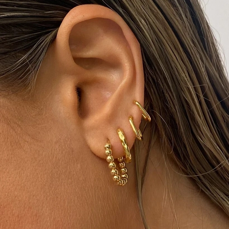 Серьги-кольца Бисерная Цепь – Золото