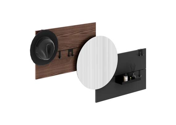 Вешалка Stripe M горизонтальная с зеркалом D 60 см (орех, черный)