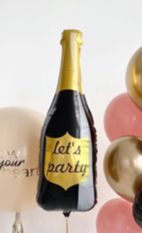 Шар фигура "Бутылка шампанского Let`s Party" черный 35''/89 см (БГ-30)