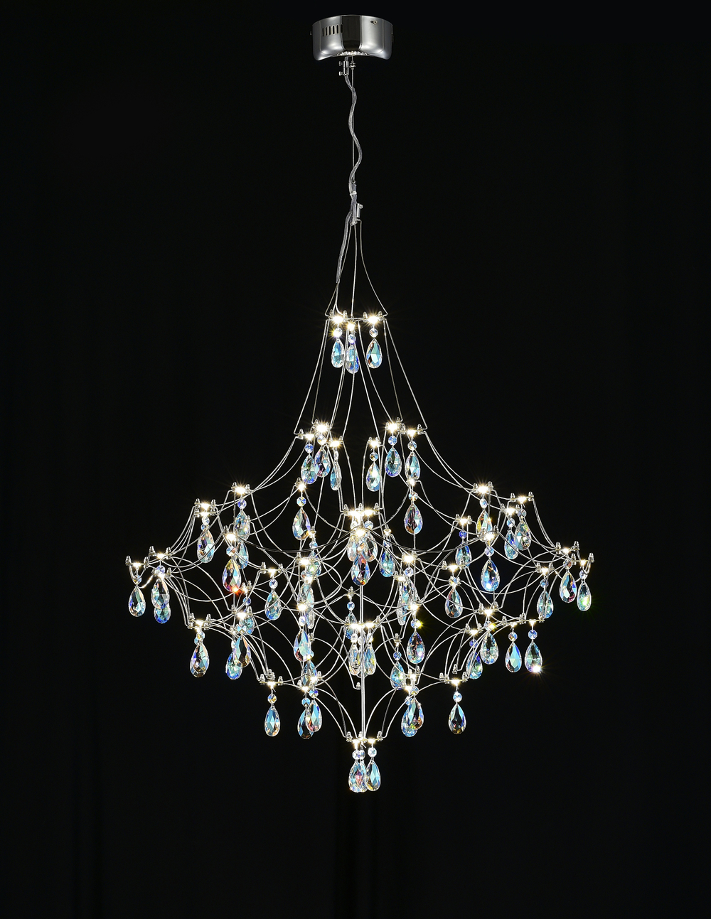 Подвесная люстра светодиодная с пультом и хрустальными подвесками K9 MyFar Allegria MR2640-66P-50СD