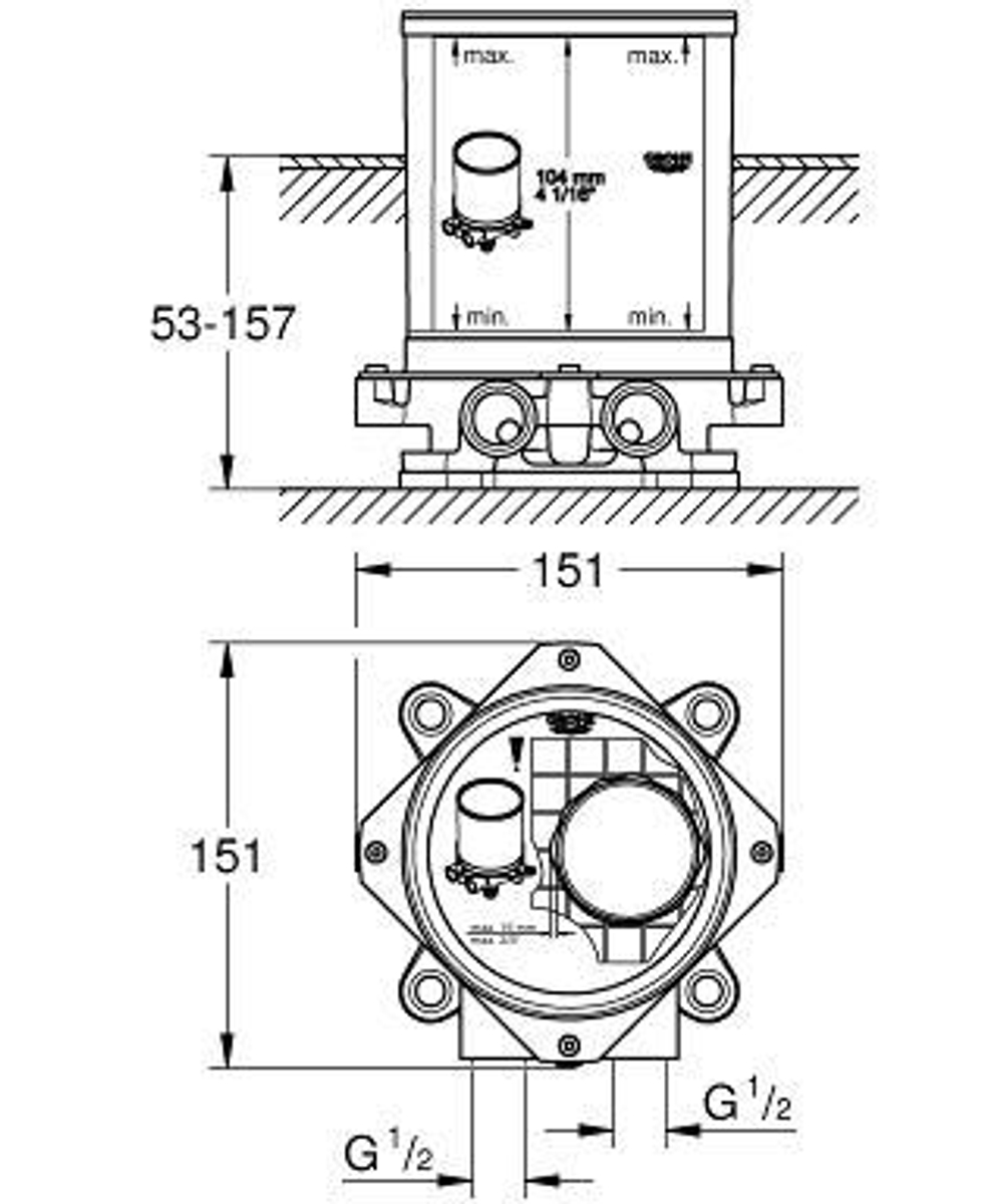 Скрытая часть для напольного смесителя  Grohe 45984000 схема