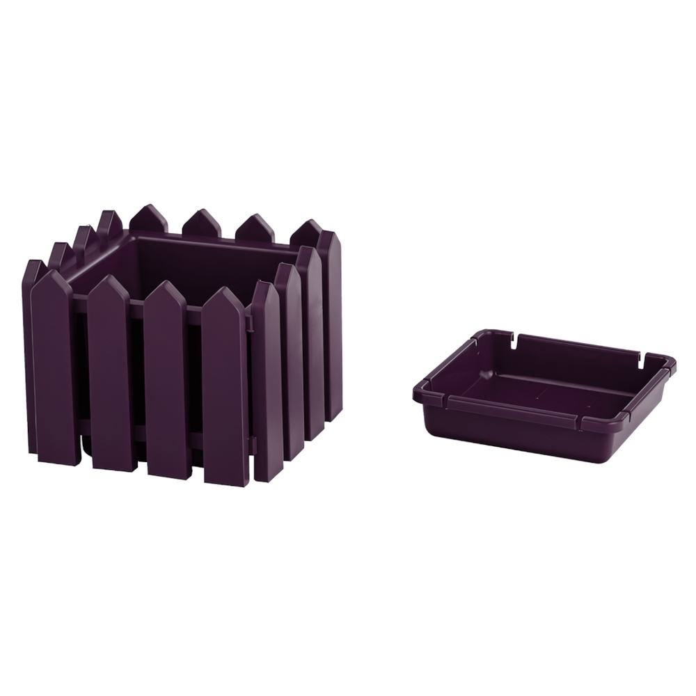 Кашпо квадратное малое "Лардо" с поддоном 19,5*19,5*15,6 цвет лиловый