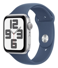 Apple Watch SE 2024, 44 мм, алюминий цвета "серебро", Denim Sport Band, M/L (MXER3)