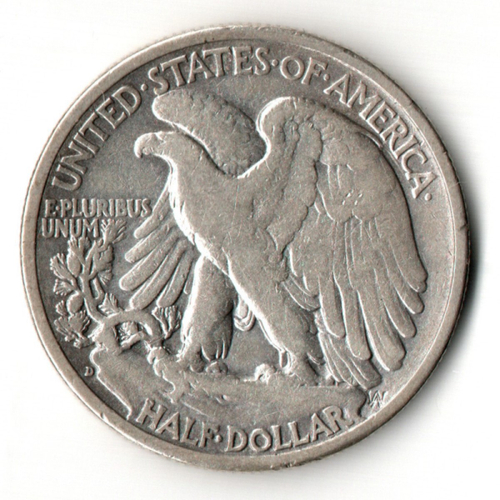 США 50 центов (1/2 доллара, half dollar) 1943 Walking Liberty Half Dollar, двор D