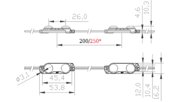Модуль светодиодный ELF VIVO+ II 2SMD 2835 c линзой, 12V, 1,05Вт, 170гр., IP67, белый W