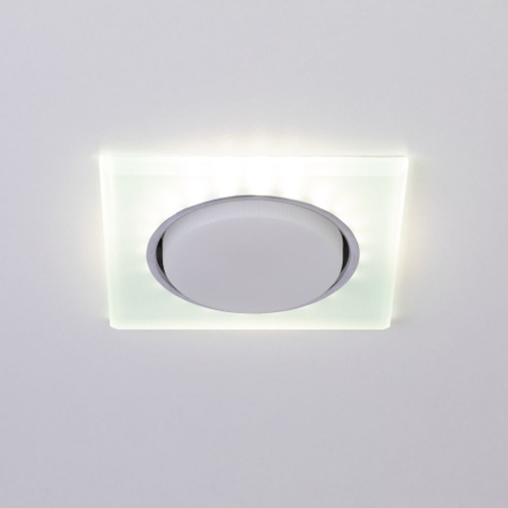 Светильник встраиваемый cо светодиодной подсветкой ЭРА DK LD50 FR под лампу GX53 белый матовый | Встраиваемые LED светильники