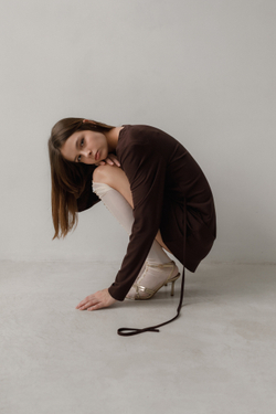 Платье мини джерси (шоколад)