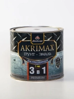 Грунт-эмаль по ржавчине 3 в 1, Краска по металлу, быстросохнущая 1,7 кг AKRIMAX-PREMIUM, матовое покрытие, черная