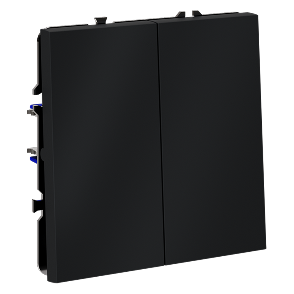 Выключатель встраиваемый VOLTUM S70 двухклавишный 10А, (графит)