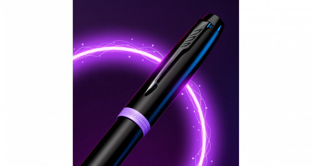 Шариковая ручка Parker IM Vibrant Rings Flame Amethyst Purple, стержень: Mblue, в подарочной упаковке.