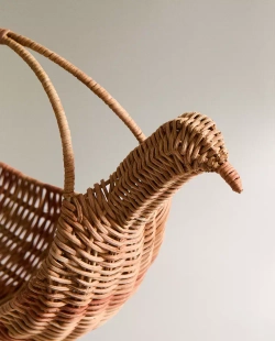 ZARA HOME КОРЗИНА ИЗ РОТАНГА С РУЧКОЙ, СВЕТЛО-БЕЖЕВЫЙ