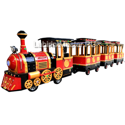 Безрельсовый паровозик «Полный Вперёд», 3 вагона, 12 мест — для ТРЦ, с электродвигателем