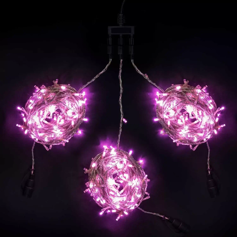 Комплект гирлянды на деревья с контроллером 60 м., 3 луча по 20 м, 600 LED ламп светло розового цвета, Beauty Led (KDD600C-10-1BP)