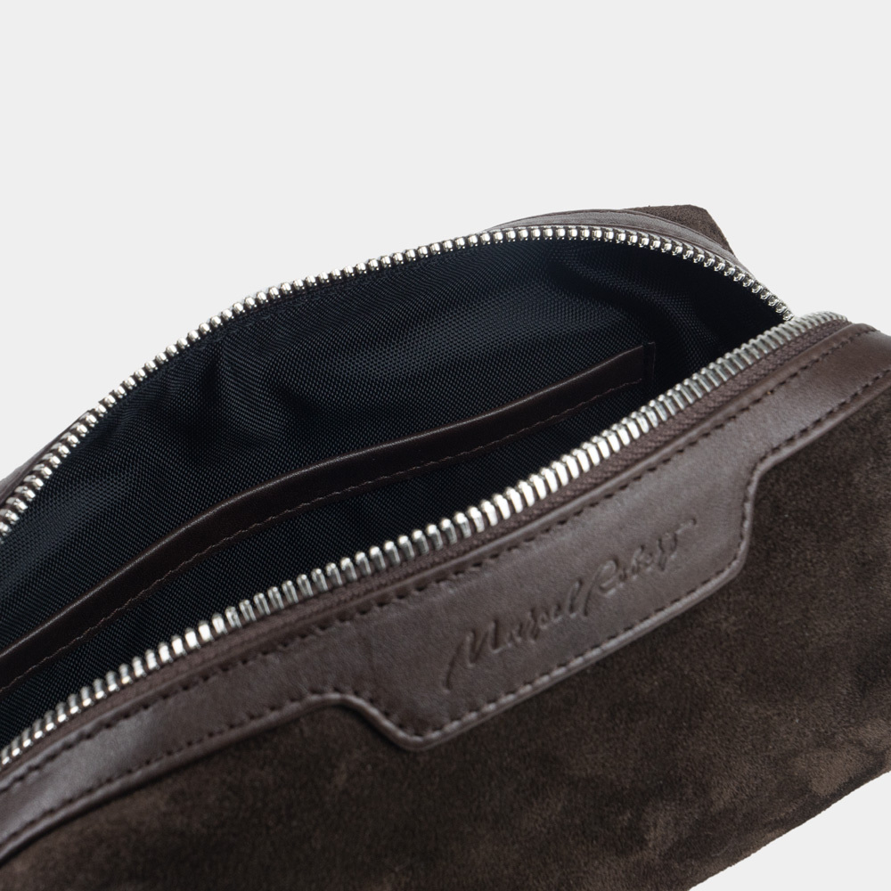 Несессер Tube из замши и кожи теленка коричневого цвета