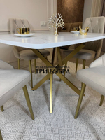 Раздвижной стол "Квадро", белый каспий и 4 стула "Лондон" бежевые