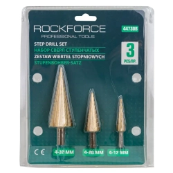 Набор сверл ступенчатых(4-12,4-20,4-32мм),в блистере RockForce##Rock FORCE RF-44730B