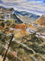 Картина авторская акварельная в паспарту 40х50 см на стену для интерьера "Аул Гуниб. Дагестан"