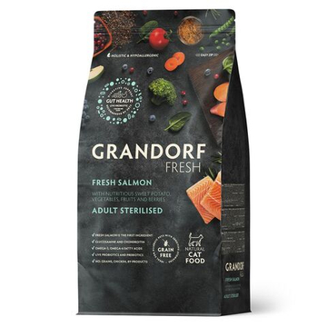 Сухой корм GRANDORF Fresh Cat STERILISED Salmon&Sweet Potato для стерилизованных кошек из свежего лосося с бататом