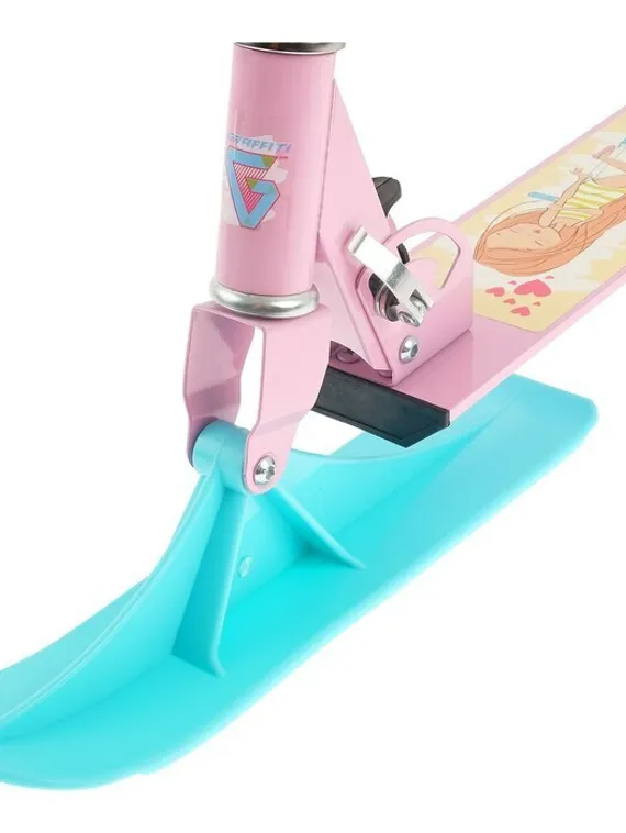 Самокат-снегокат зимний 2 в 1 «Красотка», цвет розовый