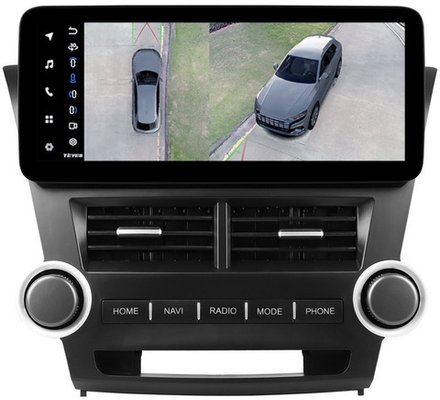Магнитола для Toyota Highlander 2 XU40 2007-2013 (поддержка JBL) - Teyes LUX ONE 360 монитор 12.3" 2K QLED на Android 10, 6/128Гб, CarPlay, 4G SIM-слот, 4 камеры в комплекте