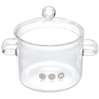 Кастрюля из боросиликатного стекла 1,35л «Хай-Тек» со стеклянными ручками