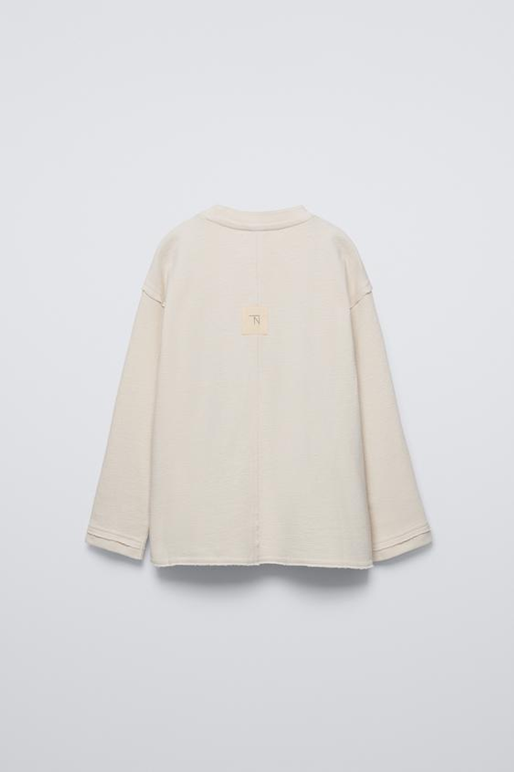 ZARA ЛОНГСЛИВ С ВЫШИТОЙ НАДПИСЬЮ, ЖЕЛТОВАТО-БЕЛЫЙ