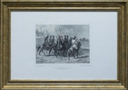 Огюст Раффе. Казачий конвой на Кубанской линии. Париж, Франция. 1838 г. Литография.