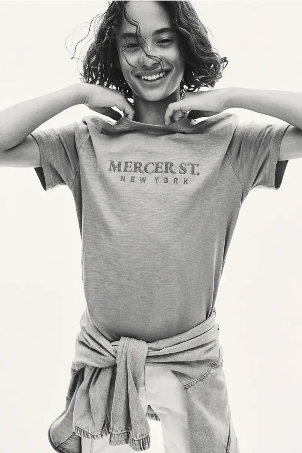 H&M Футболка с принтом и надписью, синий