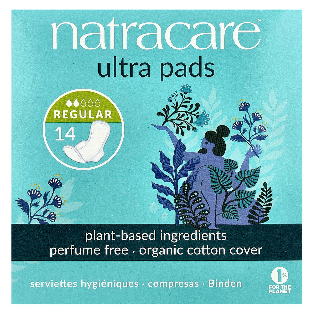 Natracare, Ultra, прокладки с поверхностью из органического хлопка, Regular, 14 шт.