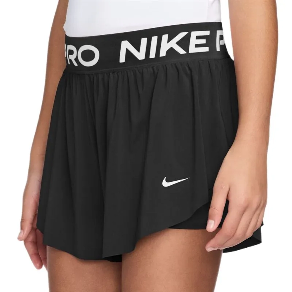 Шорты для девочки теннисные Nike Kids Pro Dri-Fit 2in1 - black/black/white