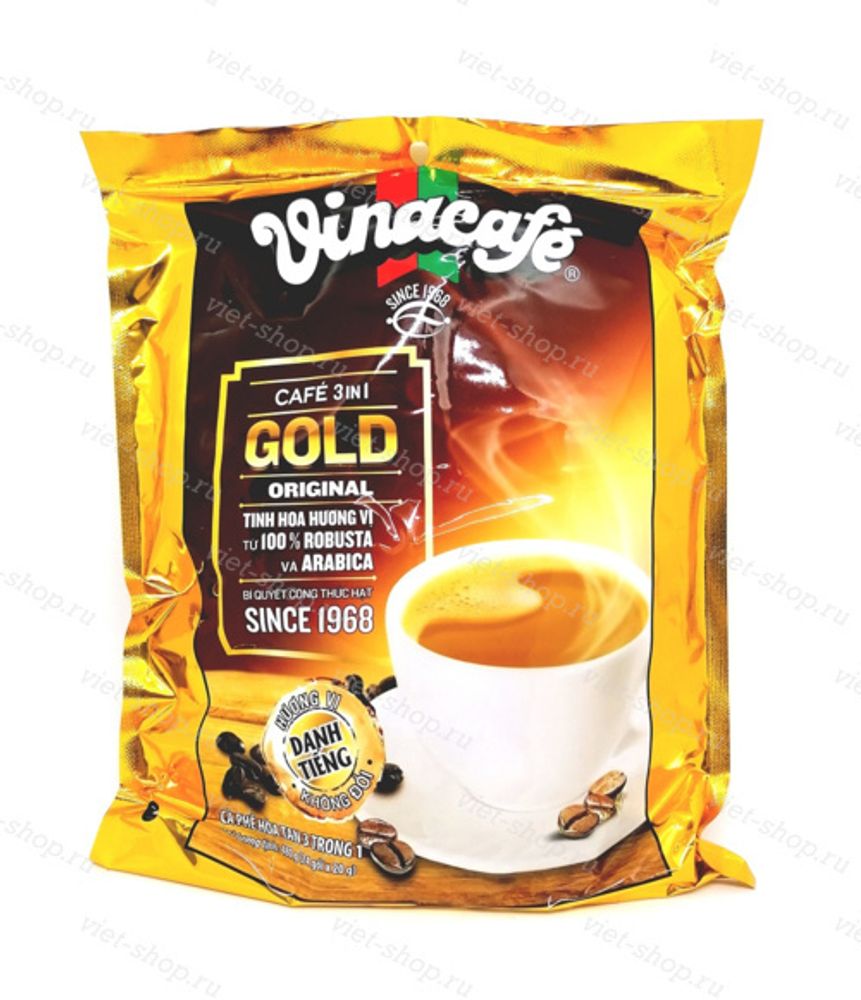 Вьетнамский растворимый кофе Vinacafe Gold Original, 3 в 1, 24 пак.