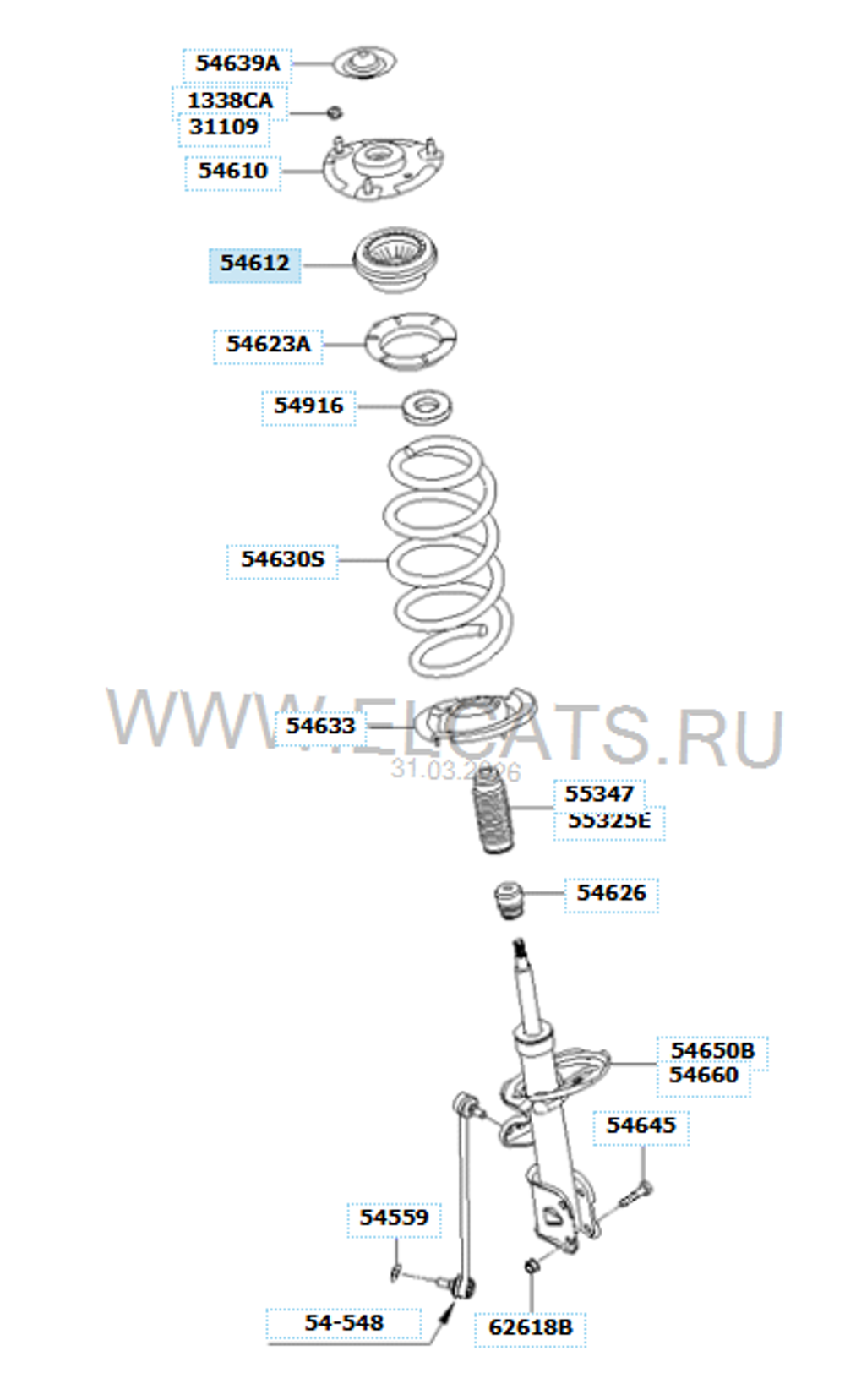 Подшипник верхней опоры переднего амортизатора Hyundai /Kia / Santa Fe / Sorento / RVLT-546122P000