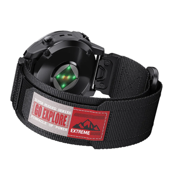 Нейлоновый ремешок 22 мм для Garmin (циферблат 47 мм) QuickFit на липучке (Черный)