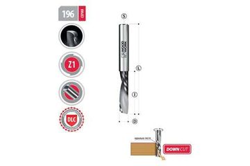 Фреза спиральная s=4 мм, d=4 мм, i=17 мм, l=50 мм, z=1 down cut WOODWORK 196.1750.04