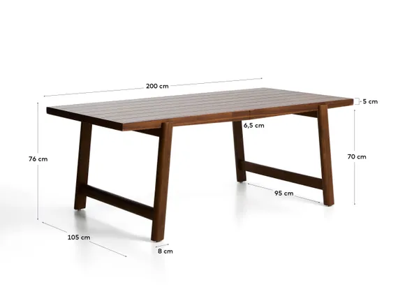 Уличный стол Itani из массива акации, 200 x 100 см