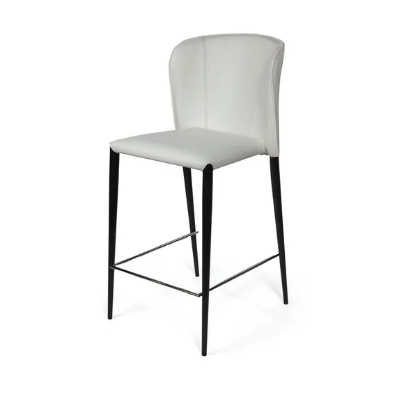 Стул полубарный Albert, кожа белый