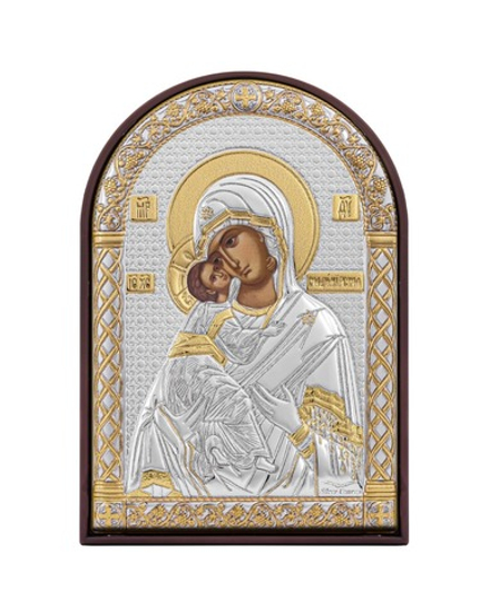 Владимирская БМ, икона арочная, пластик коричневый 48x71