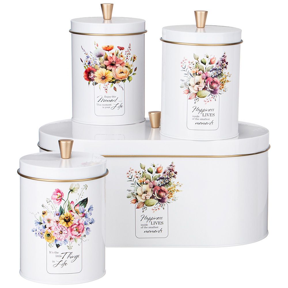 НАБОР AGNESS "FLORAL MOOD" 2В1 ХЛЕБНИЦА 34*20*18 СМ, БАНКА ДЛЯ СЫПУЧИХ 12*17,5 СМ 3 ШТ