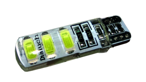 Лампа светодиодная 12V 5W без цоколя белый 6 SMD (габариты, повт.поворотника) силикон Диалуч