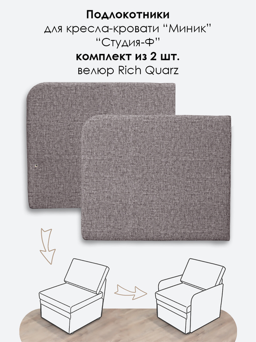 Подлокотники для кресла-кровати Миник, комплект из 2 шт (левый и правый), велюр Rich Quarz
