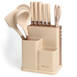 НАБОР AGNESS ИЗ 11ПР: 5 НОЖЕЙ,ПОЛОВНИК,ЛОПАТКА,ШУМОВКА,ПОДСТАВКА,НОЖЕТОЧКА И НОЖНИЦЫ, ЦВЕТ: БЕЖЕВЫЙ