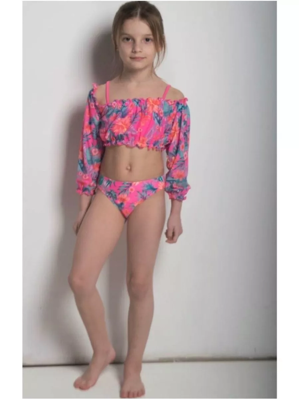 купальник раздельный 3 в 1 топ кроп парео и плавки