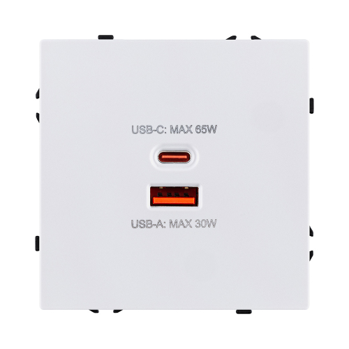 Розетка USB A+C 65W, белый глянцевый Kollinger Eclipse EC-024WG