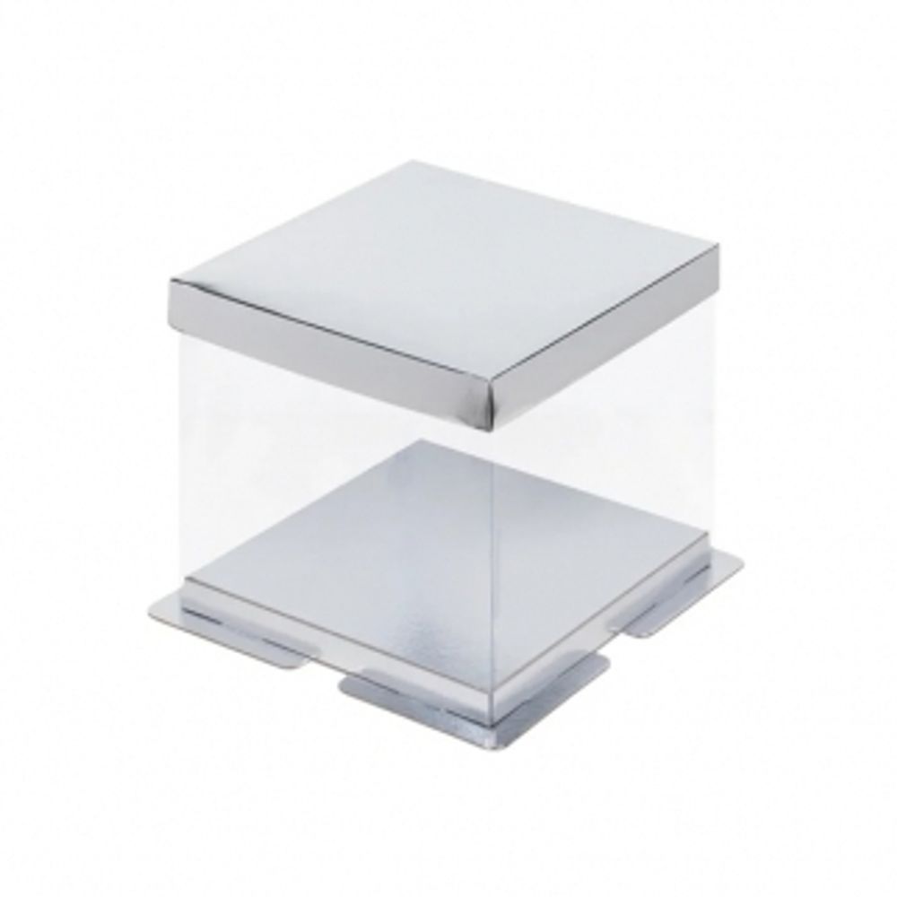 Коробка для торта прозрачная 200х200х180мм, белая.
