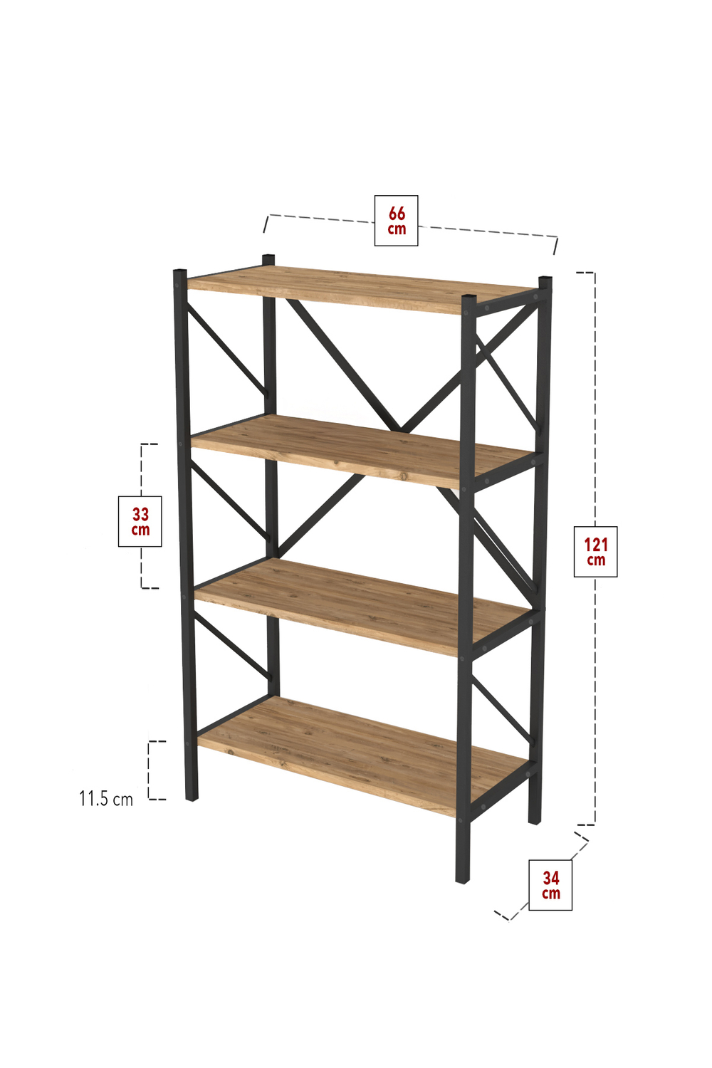 Стеллаж 4 полки 120х66 - сосна