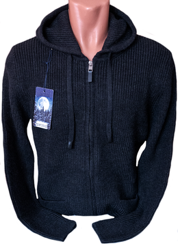 KING WOOL (Турция) из шерсти и кашемира на полном замке с капюшоном "СТАЛКЕР" Размеры (48-54)