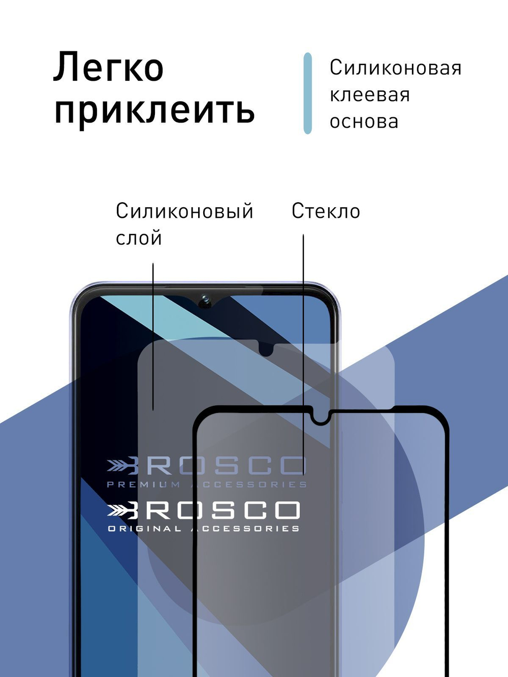 Защитное стекло ROSCO для Vivo Y17s (арт.VV-Y17S-FSP-GLASS-BLACK )